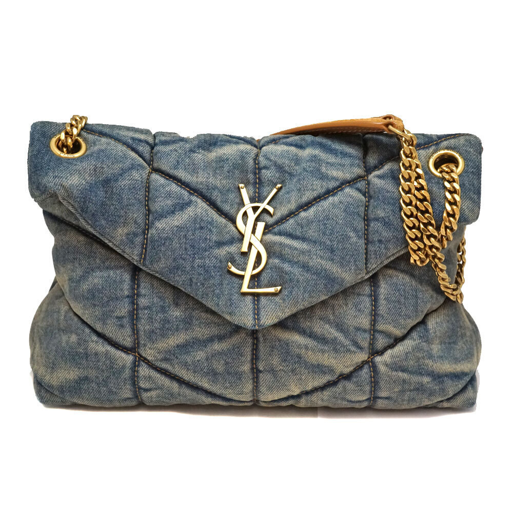 Saint Laurent Loulou Puffer Shoulder Bag Indigo Blue